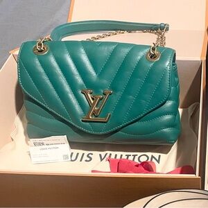 Louis Vuitton Teal Quilted Leather Shoulder Bag with Gold Hardware